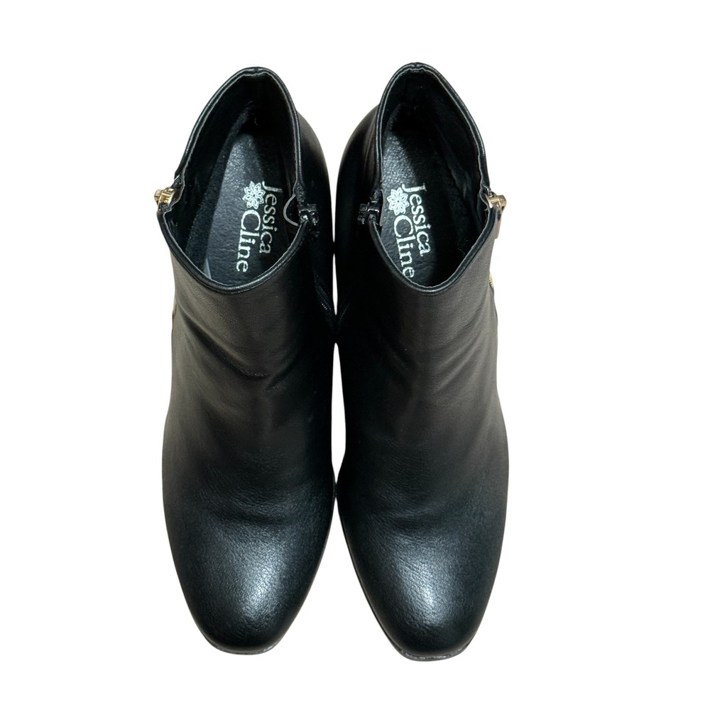 Jessica Cline Ariya Womens Black Ankle Boots Block Heel Gold Zip 9M 751863